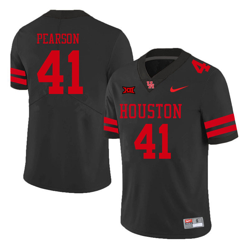 Men #41 Chris Pearson Houston Cougars College Big 12 Conference Football Jerseys Sale-Black - Click Image to Close